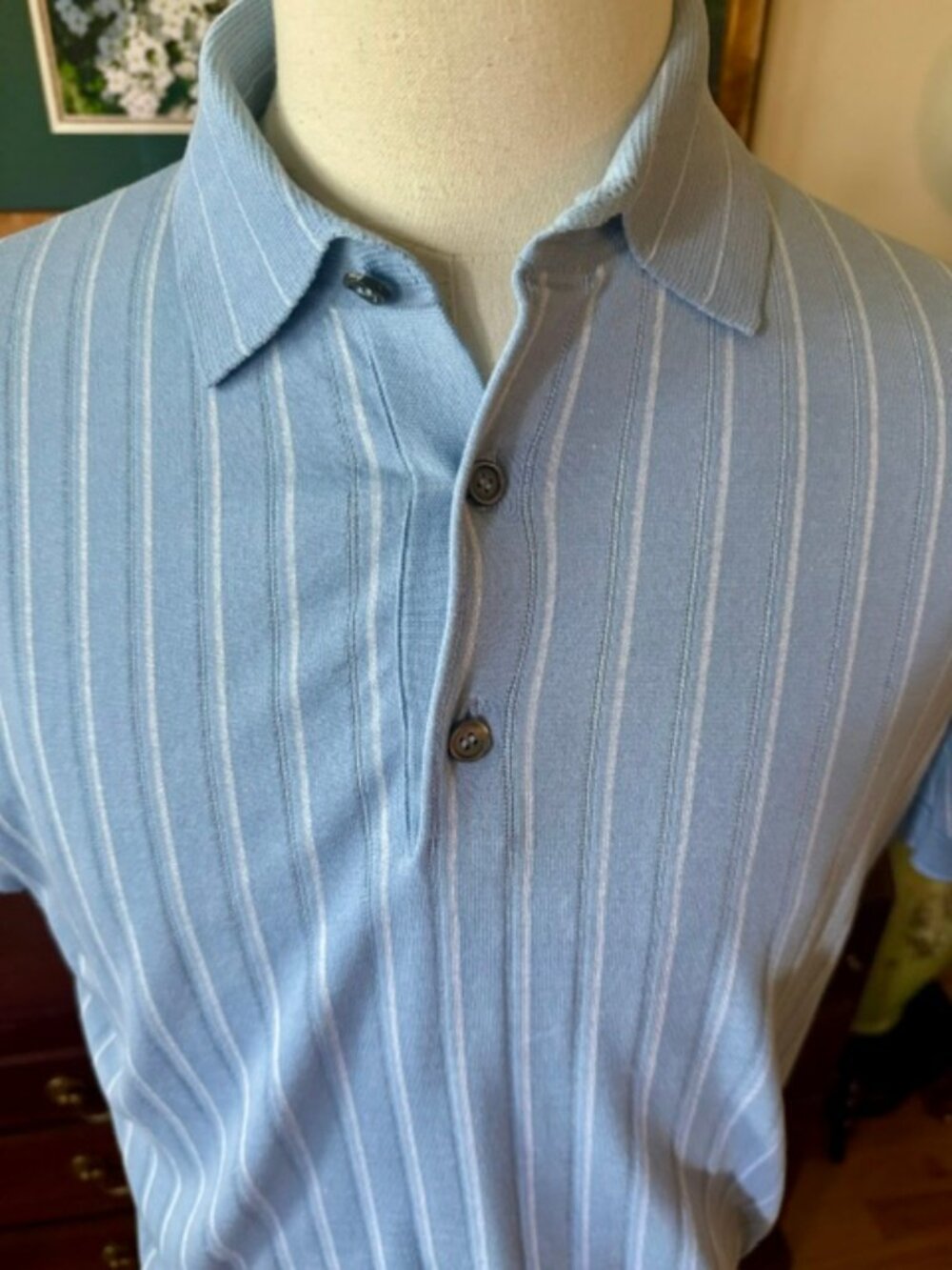 BRIONI NEW Men SSleeve "Trama"Polo Shirt BabyBlue Silk Blend,48, Italy, 2100$RT